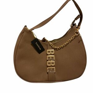 Bebe Emmett Sm Hobo bag in a taupe color with gold-tone hardware